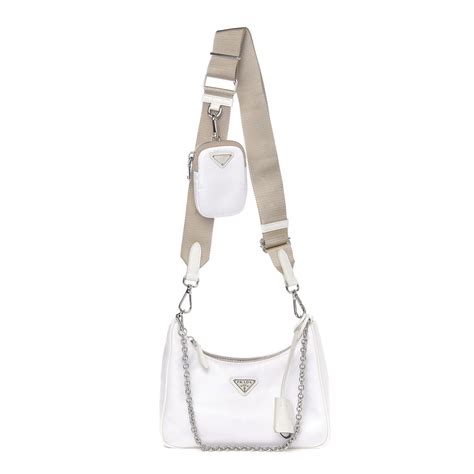 prada white bag nylon|Prada nylon waist bags.